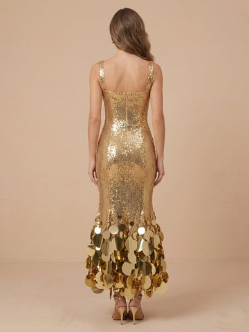 Spaghetti Straps Sequins Mermaid Sleeveless Evening Dresses