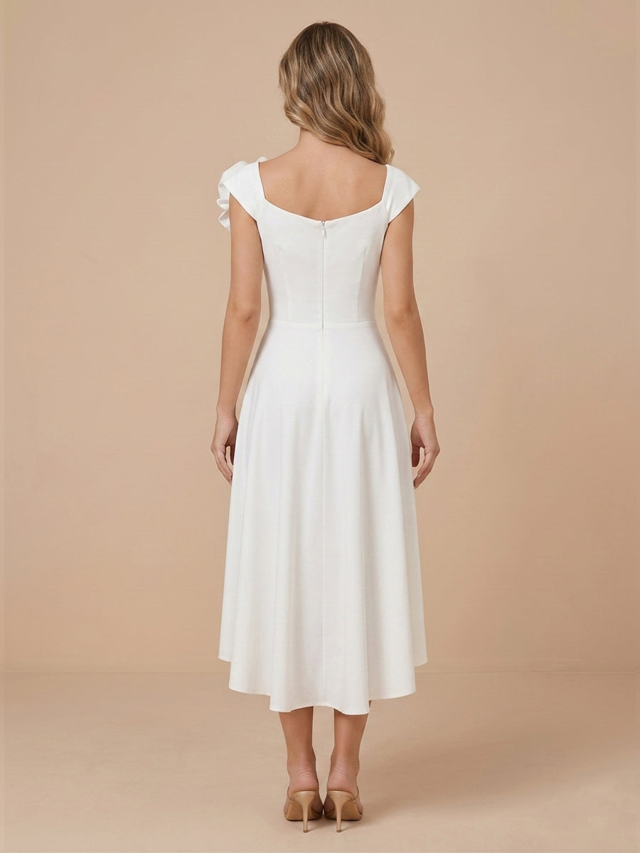 Cowl Neck Satin A Line Sleeveless Wedding Guest Dresses