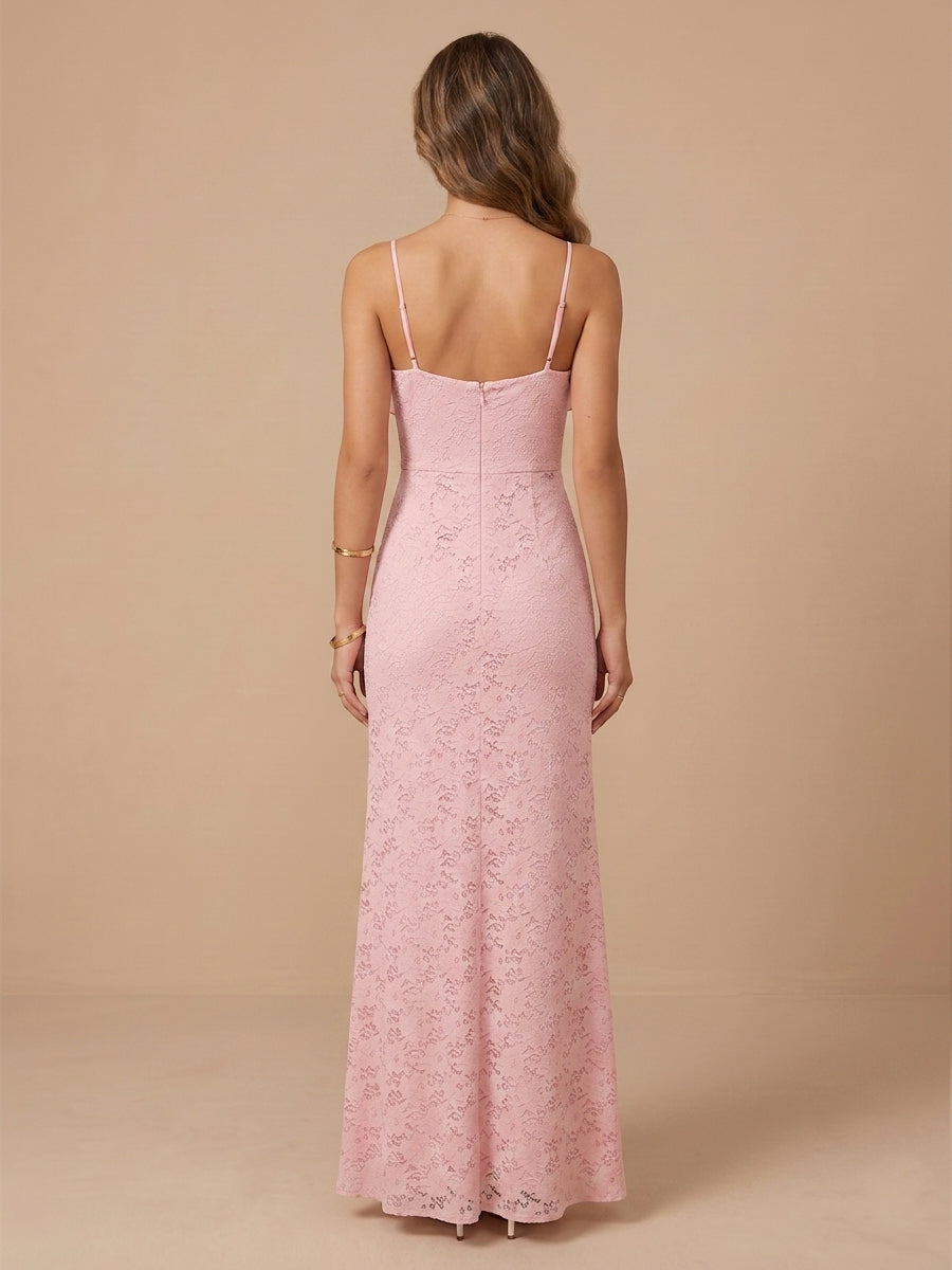Chiffon Sheath Spaghetti Straps Sleeveless Wedding Guest Dresses with Ruched