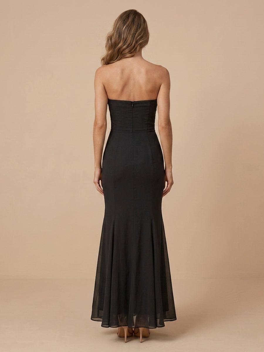 Mermaid Sweetheart Chiffon Sleeveless Wedding Guest Dresses