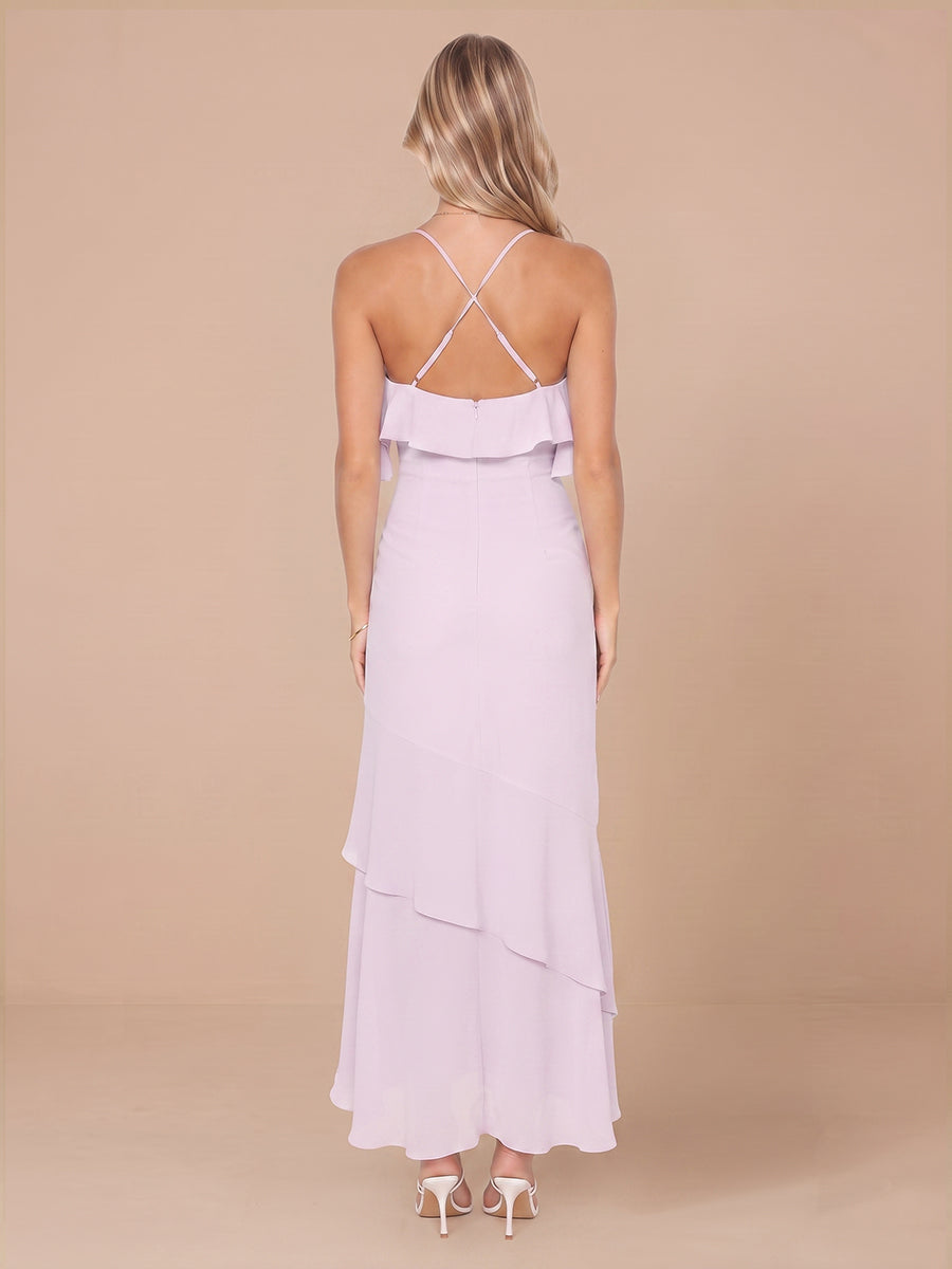 Sheath Spaghetti Straps Chiffon Sleeveless Wedding Guest Dresses