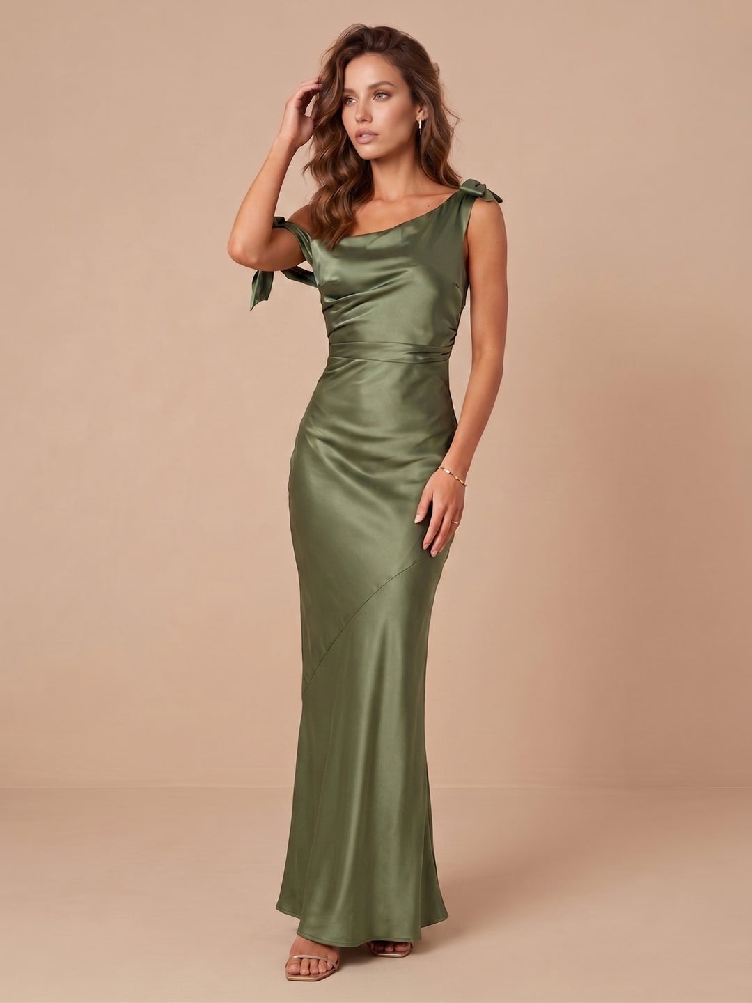 Satin Mermaid Off the Shoulder Sleeveless Wedding Guest Dresses
