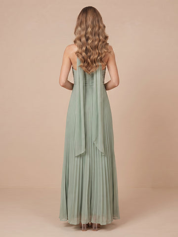 A Line Strapless Chiffon Sleeveless Wedding Guest Dresses with Pleated