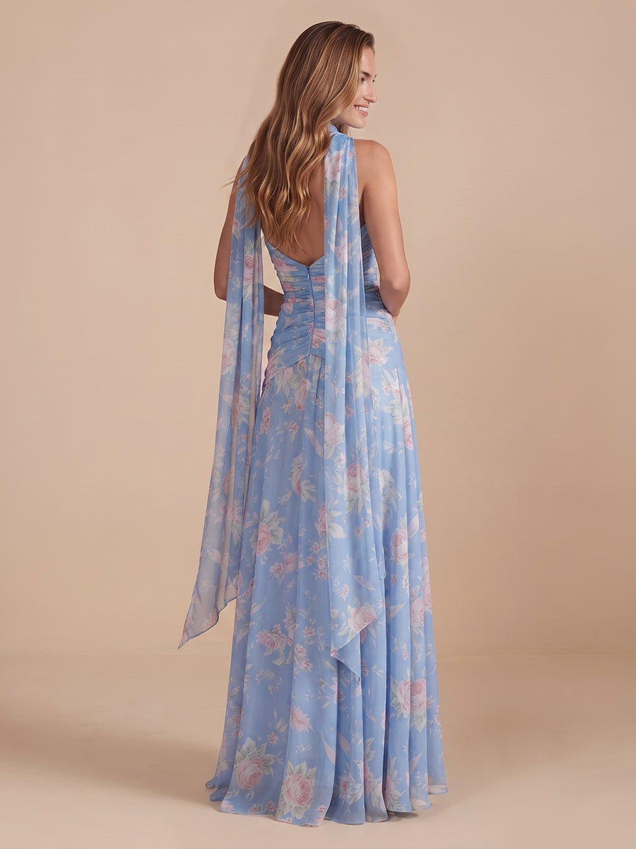 A Line Strapless Sleeveless Long Wedding Guest Dresses with Scarf