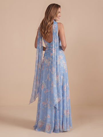 A Line Strapless Sleeveless Long Wedding Guest Dresses with Scarf