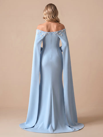 Mermaid Off the Shoulder Satin Long Sleeves Evening Dresses