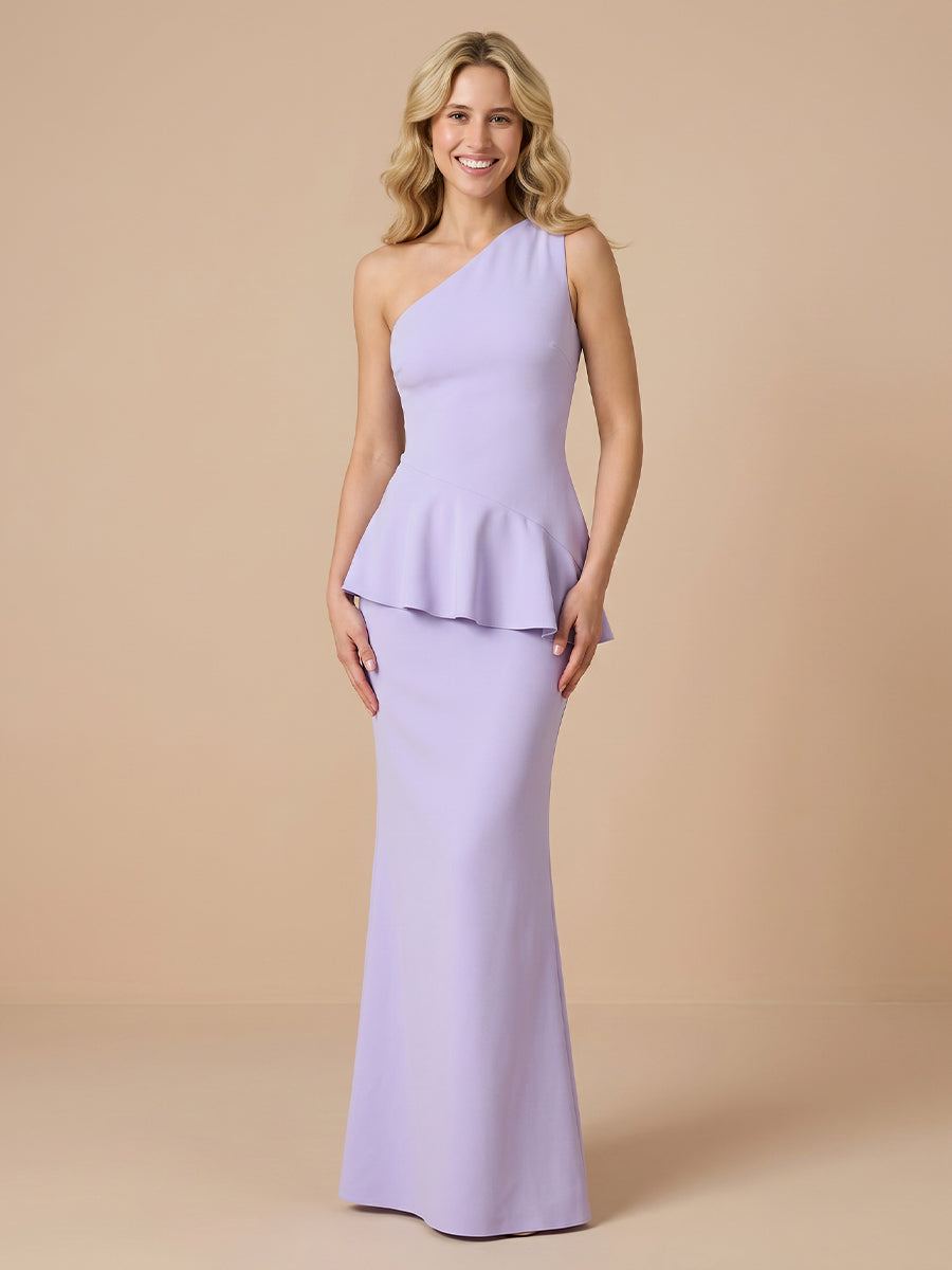 Satin Mermaid One Shoulder Sleeveless Wedding Guest Dresses