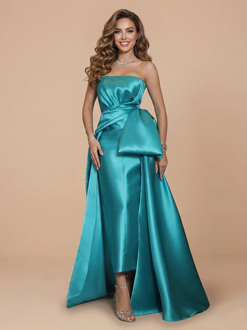 Strapless Satin Sheath Sleeveless Evening Dresses