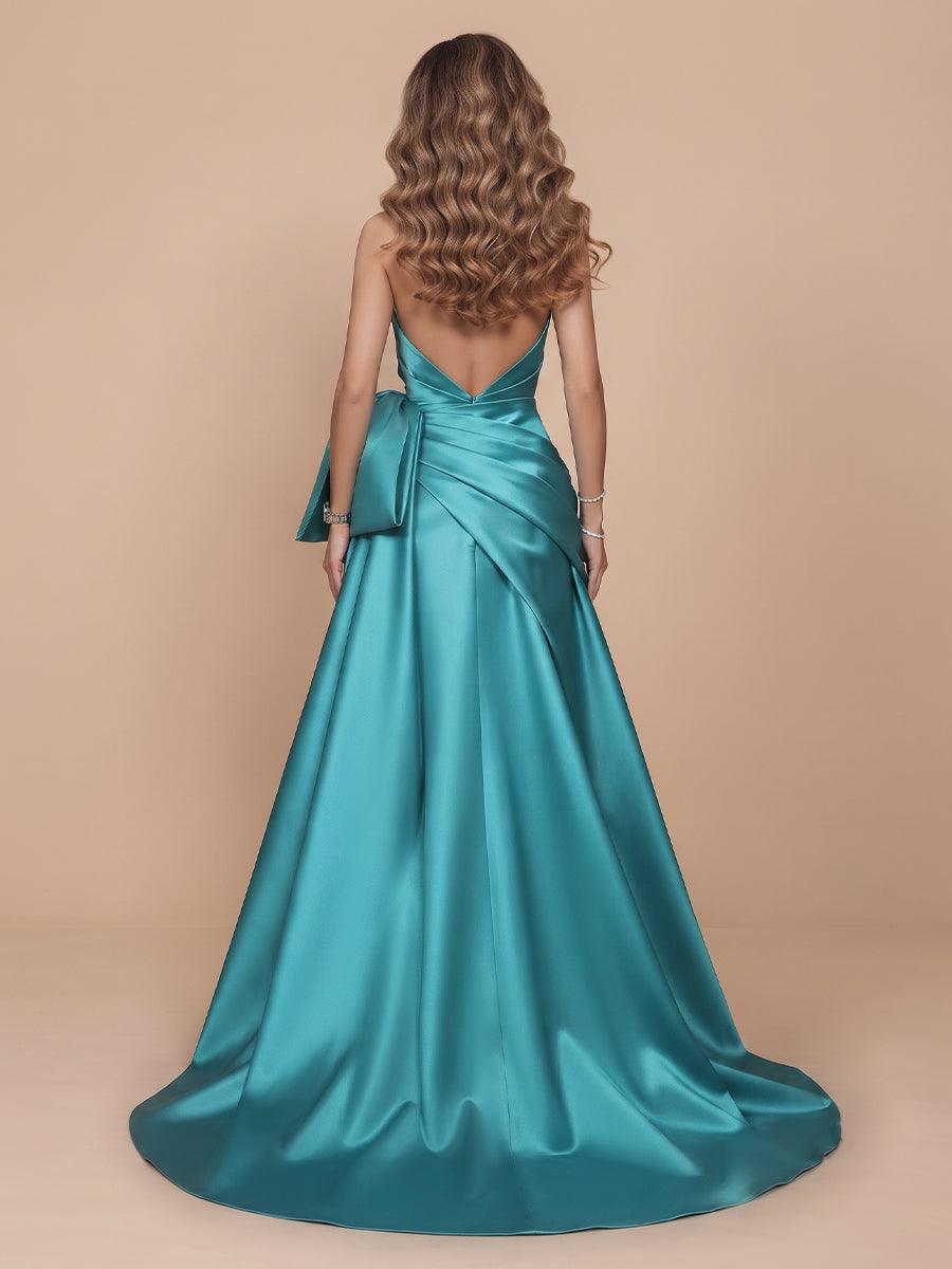 Strapless Satin Sheath Sleeveless Evening Dresses