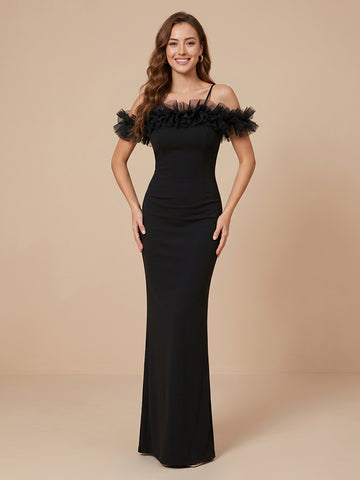 Mermaid Off the Shoulder Satin Sleeveless Evening Dresses