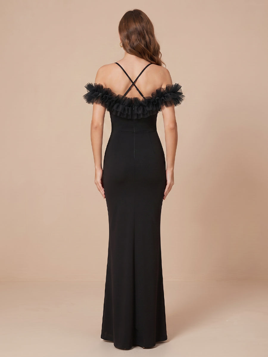 Mermaid Off the Shoulder Satin Sleeveless Evening Dresses