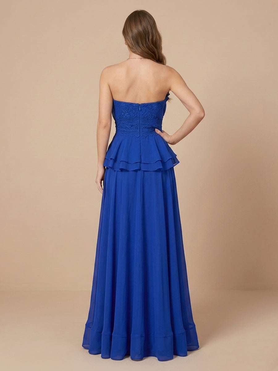 Chiffon A Line Strapless Sleeveless Wedding Guest Dresses
