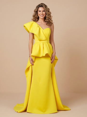 One Shoulder Satin Mermaid Sleeveless Evening Dresses