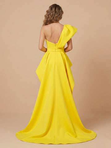 One Shoulder Satin Mermaid Sleeveless Evening Dresses