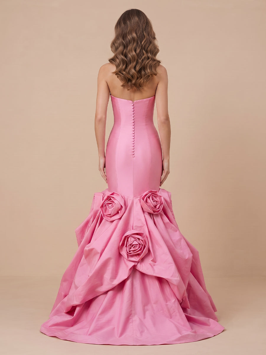 Strapless Satin Mermaid Sleeveless Evening Dresses