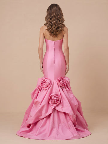 Strapless Satin Mermaid Sleeveless Evening Dresses