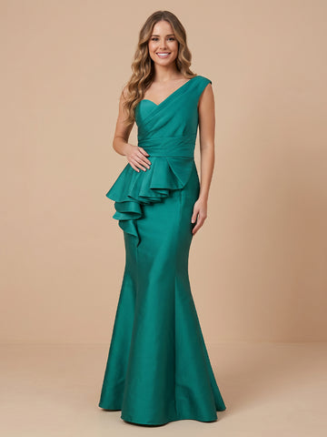 Mermaid Satin One Shoulder Sleeveless Wedding Guest Dresses
