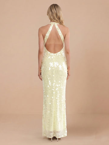 Sheath Halter Sequins Sleeveless Wedding Guest Dresses