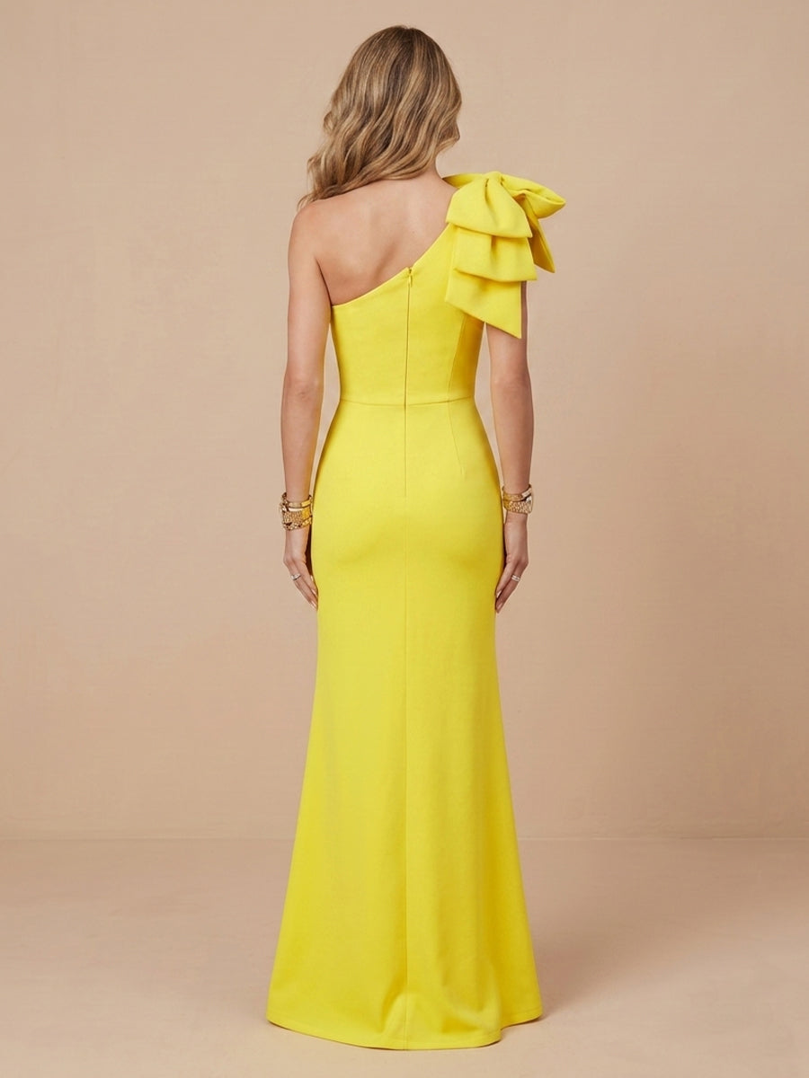 One Shoulder Satin Mermaid Sleeveless Wedding Guest Dresses