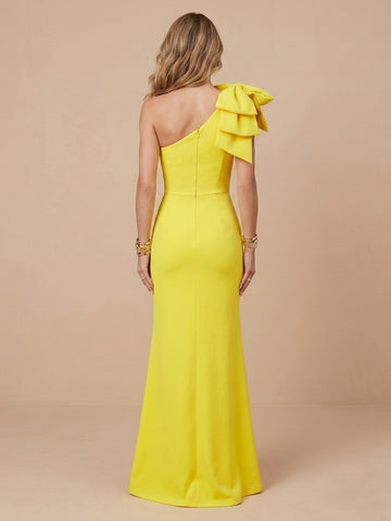 One Shoulder Satin Mermaid Sleeveless Wedding Guest Dresses