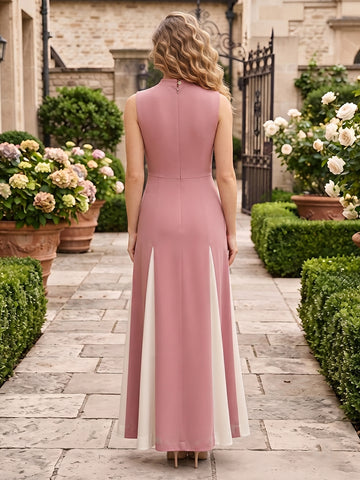 Chiffon A Line Halter Sleeveless Long Wedding Guest Dresses