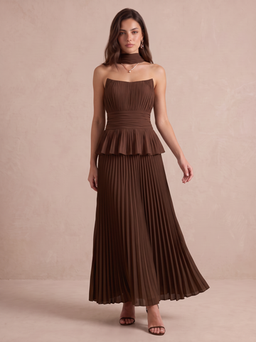 Chiffon Wedding Guest Dresses A Line Sleeveless Long Pleated Strapless 2026