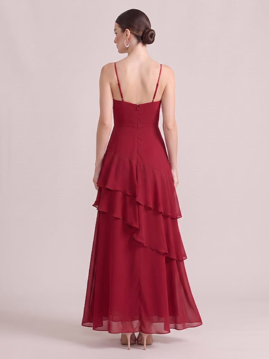 A Line Wedding Guest Dresses Sweetheart Chiffon Sleeveless Long Red 2026