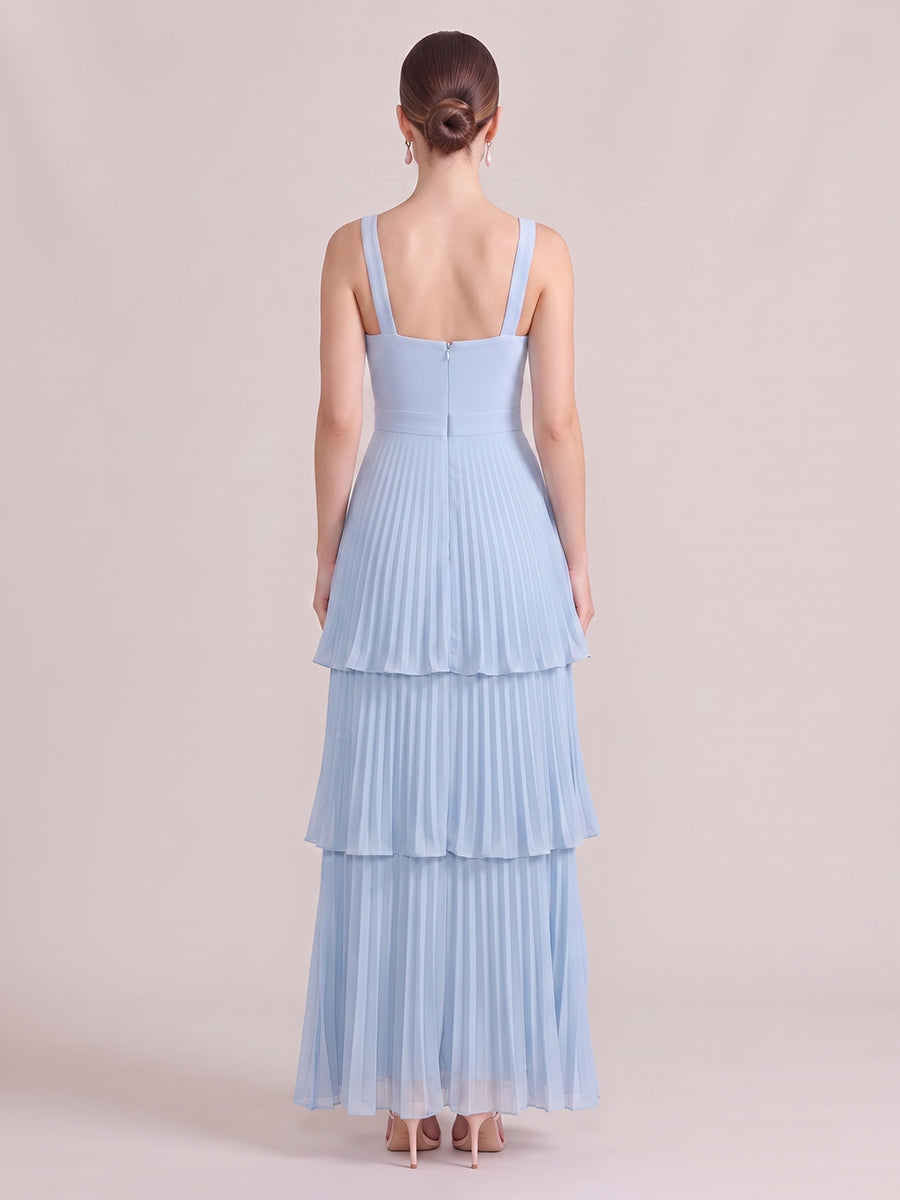 A Line Wedding Guest Dresses Sweetheart Chiffon Sleeveless Long Light Blue 2026