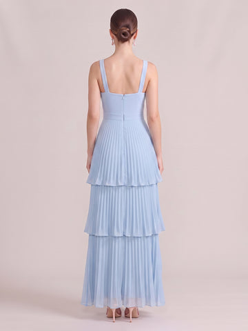 A Line Wedding Guest Dresses Sweetheart Chiffon Sleeveless Long Light Blue 2026