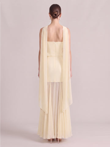 Mermaid Wedding Guest Dresses Strapless Chiffon Sleeveless Long Yellow 2026