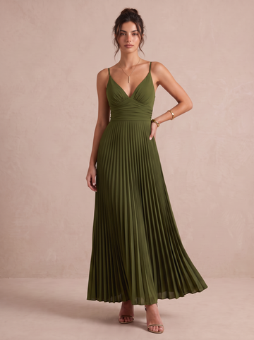 A Line Wedding Guest Dresses V Neck Sleeveless Long Chiffon Yellow 2026