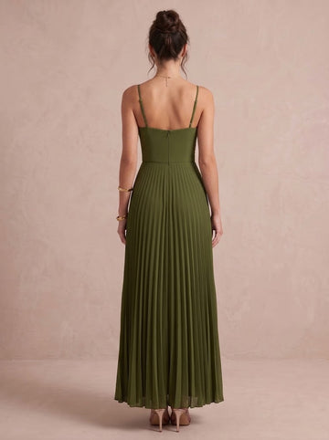A Line Wedding Guest Dresses V Neck Sleeveless Long Chiffon Yellow 2026