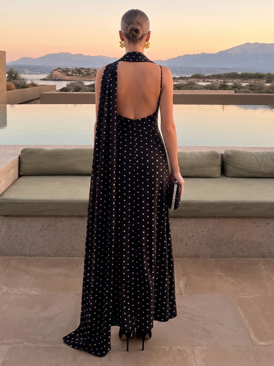 A Line Wedding Guest Dresses with Scarf V Neck Sleeveless Long Satin Black 2026