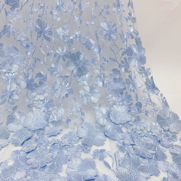 3D Floral Lace Wedding Guest Dresses Light Blue Halter Neck Midi Formal Party Dresses