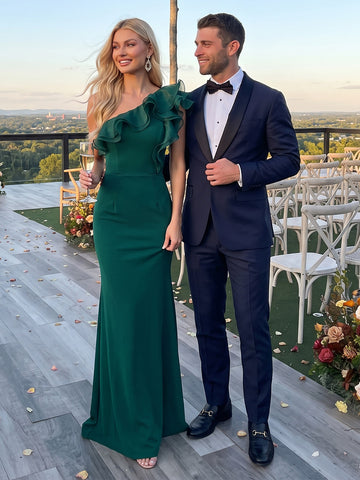 Emerald Mermaid Maxi Crepe Dresses