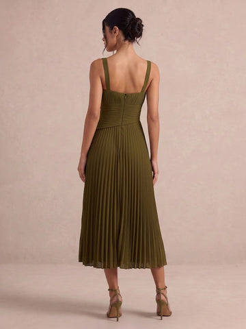 Olive A Line Ankle Length Chiffon Wedding Guest Dresses Sweetheart Neck Cocktail Dresses