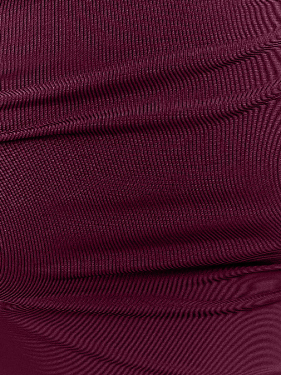 Plum Sheath Ankle Length Luxe Stretch Jersey Wedding Guest Dresses Off Shoulder Formal Dresses