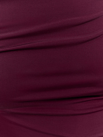 Plum Sheath Ankle Length Luxe Stretch Jersey Wedding Guest Dresses Off Shoulder Formal Dresses