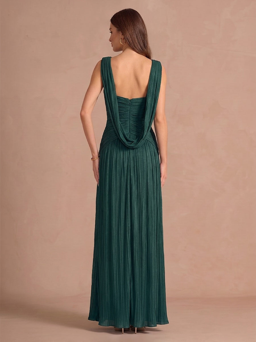 Peacock Blue A Line Ankle Length Pleated Wedding Guest Dresses Strapless Formal Dresses