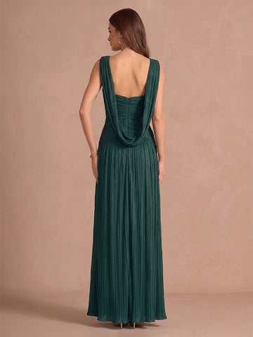 Peacock Blue A Line Ankle Length Pleated Wedding Guest Dresses Strapless Formal Dresses