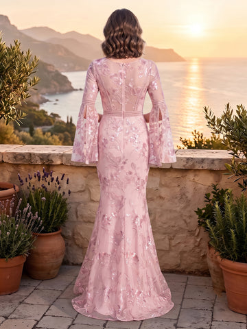 Mermaid Round Neck Long Sleeves Mother of the Bride Dresses