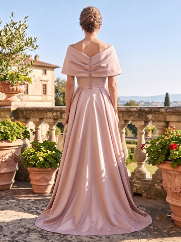Satin A Line Off the Shoulder Mother of the Bride Dresses with Bow