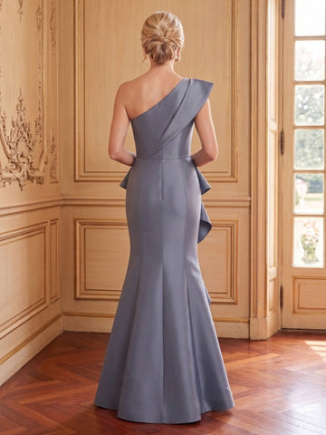 Satin Mermaid One Shoulder Sleeveless Long Mother of the Bride Dresses