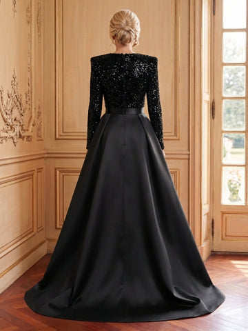 Satin Pantsuit V Neck Long Sleeves Ankle Length Mother of the Bride Dresses