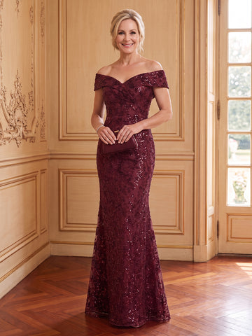 Sequins Mermaid Off the Shoulder Mother of the Bride Dresses