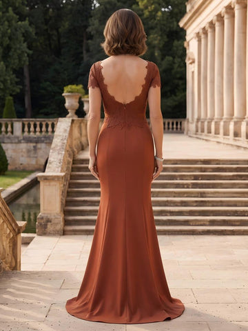 Satin Mermaid Sweetheart Cap Sleeves Long Mother of the Bride Dresses