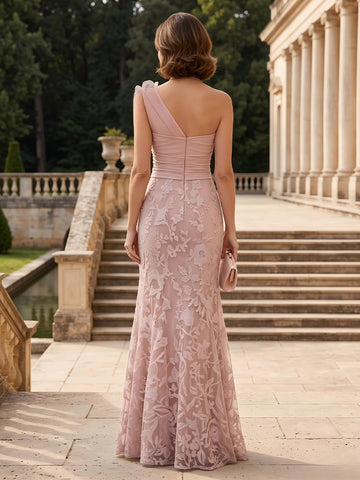 Satin One Shoulder Mermaid Long Mother of the Bride Dresses
