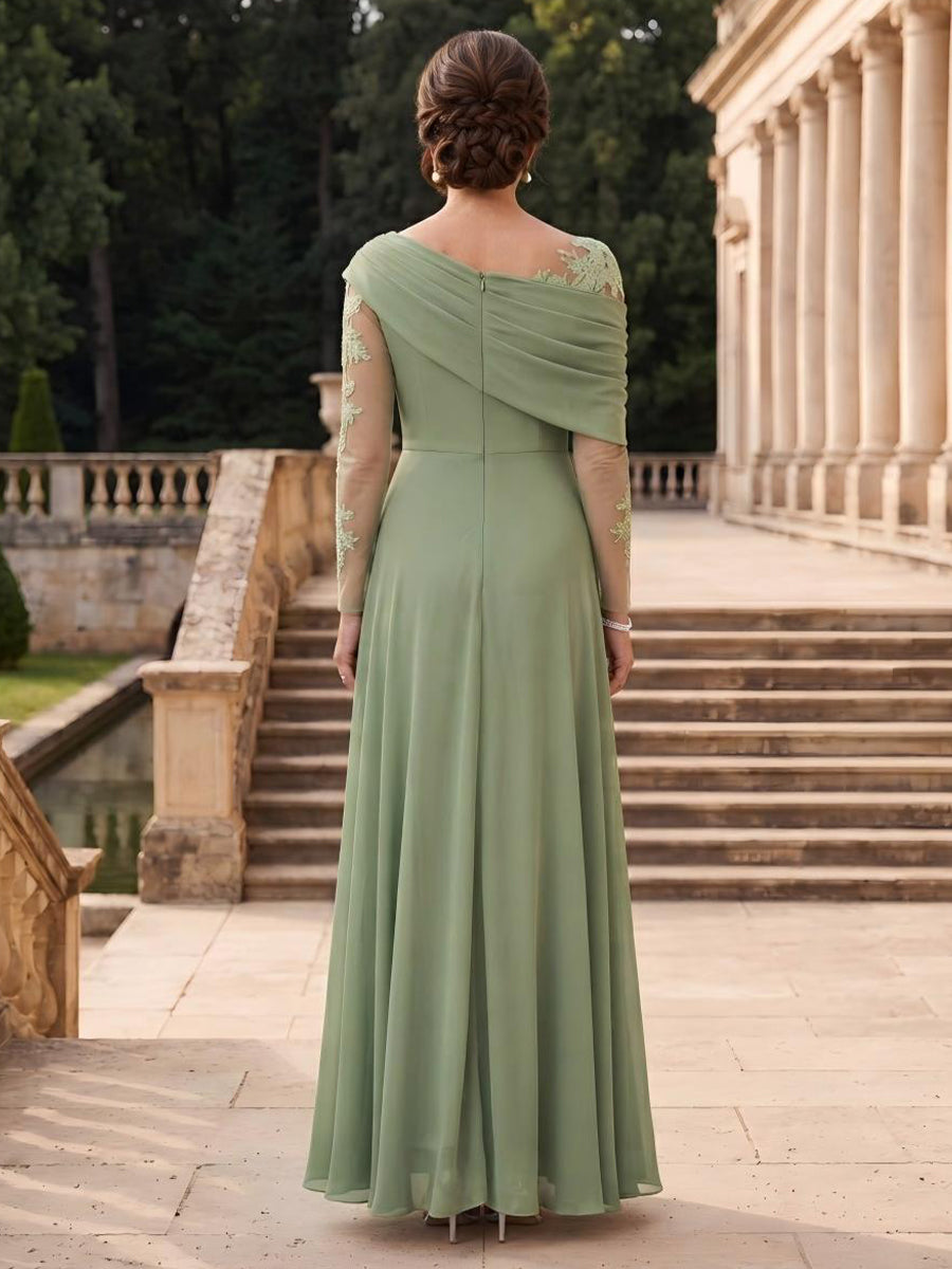 Satin Mermaid Long Sleeves Long Mother of the Bride Dresses