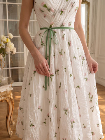 Prom Dresses Floral Embroidery V Neck Cap Sleeve High Low Gowns for Photoshoot Birthday Party
