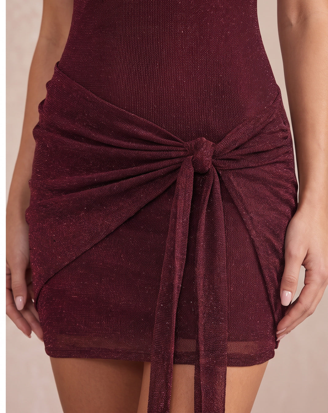 Burgundy Sheath Mini Glitter Metallic Cutout Party Dresses